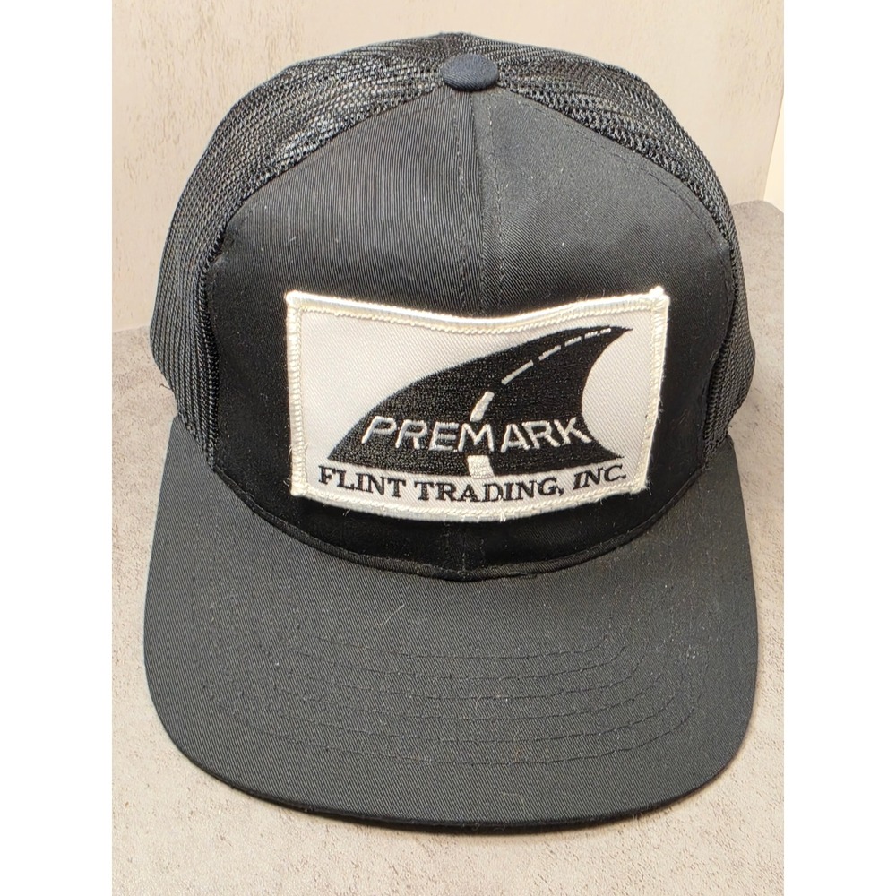 Premark Flint Trading Inc Black Trucker Hat Snapback Mesh Cap Yupoong